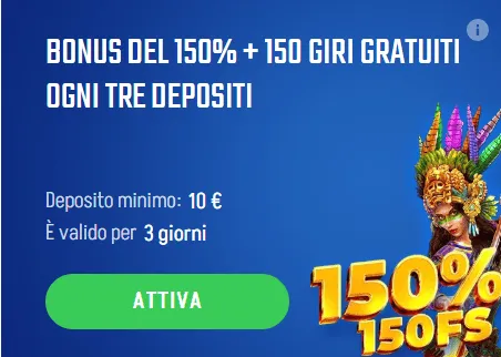 Bonus 150 150 giri gratuiti ogni tre depositi (1)